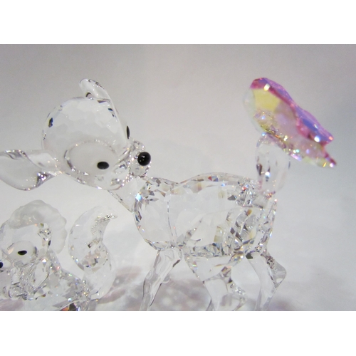 4338 - A Swarovski Disney Bambi with pink butterfly together with Bambi Friends: Thumper, Skunk, Owl and Fl... 