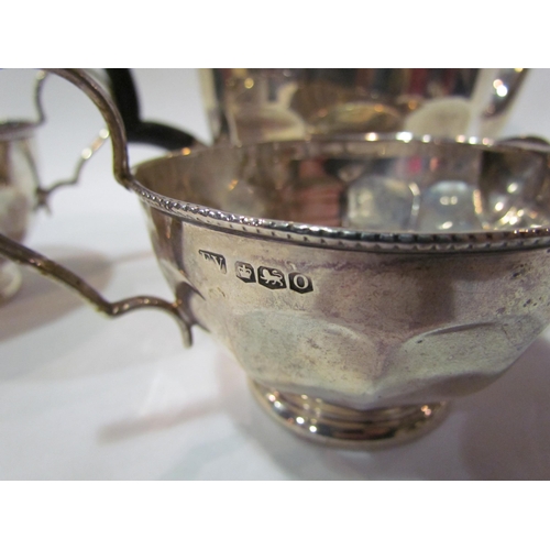 4342 - An Emile Viner silver three piece tea set, Sheffield 1931, 686g