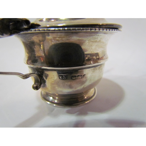 4351 - A silver mustard pot (lid loose) silver pin dish, Continental fob watch (damaged) and ring (4)