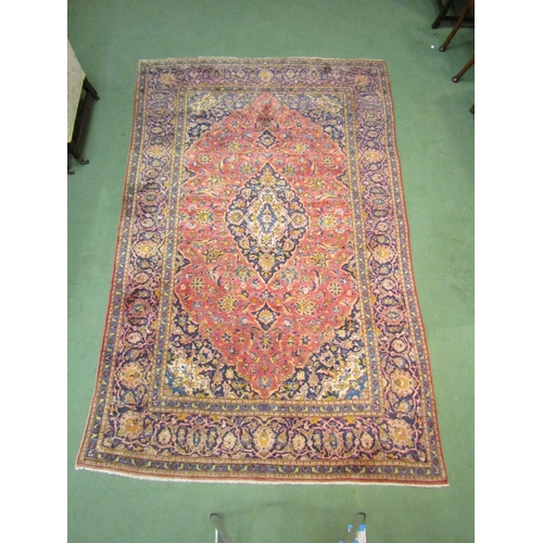 4587 - A Persian Hamadan rug with multiple borders, central cartouche, 315cm x 200cm, red and blue ground  ... 