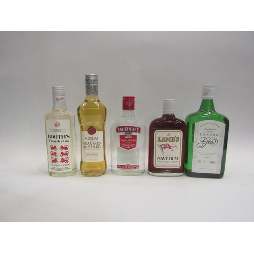 4557 - Grosvenor London Dry Gin 70cl, Lanb's Navy Rum 13 1/3 flozs, Smirnoff Vodka 350ml, Booth's Dry Gin 1... 