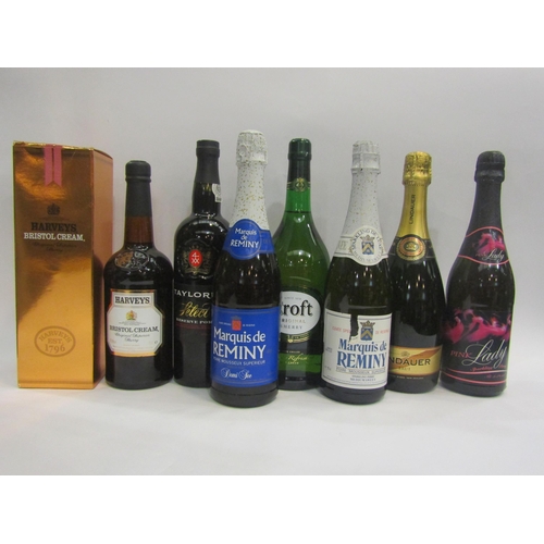 4566 - Harvey's Bristol Cream 75cl boxed, Croft Original 1ltr, Taylors Select Port and four bottles of Spar... 