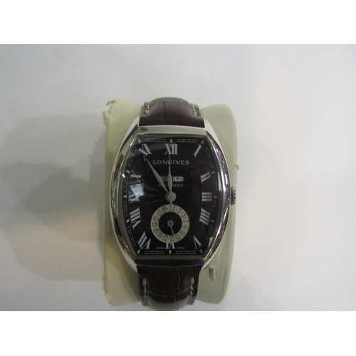 4413 - A Longines Evedenza Automatic gent's steel cased calendar wristwatch with centre seconds and moonpha... 