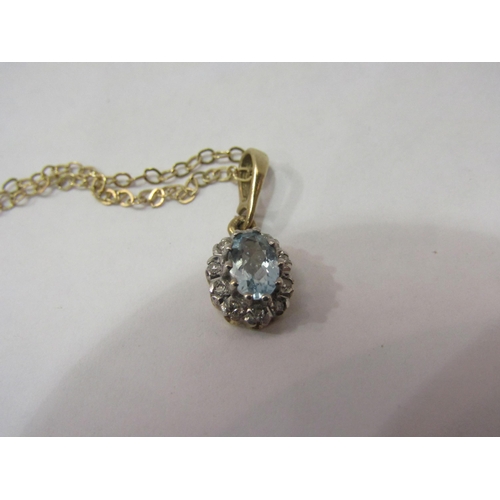 4406 - A 9ct gold gem set pendant on 9k chain, 1.4g   (R) £35