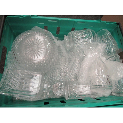 1191 - Two boxes of crystal including Thomas Webb, decanters, bowls and jugs etc.