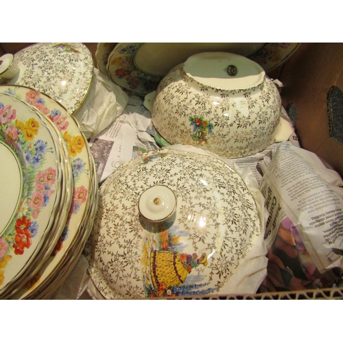 1505 - Two boxes of tea and dinner wares including Duchess Greensleeves pattern, A.J. Wilkinson 