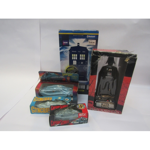 5002 - Assorted Sci-fi toys including Doctor Who Tardis Speaker System, Star Wars talking alarm, Captain Sc... 