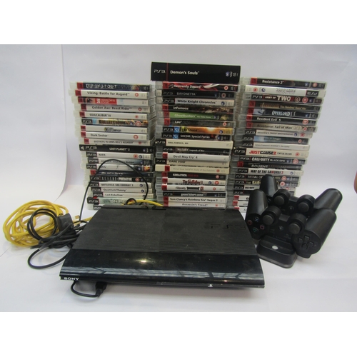 5029 - A Sony PlayStation PS3 with approx. 60 games, two controllers and leads