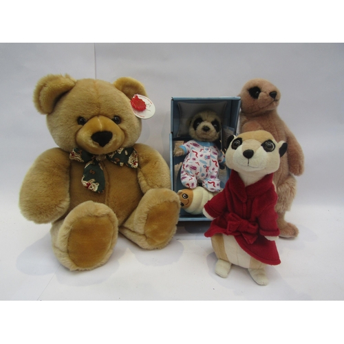 5036 - Three soft filled toy meerkats and a Simply Soft Collection bear             (E) £10-20