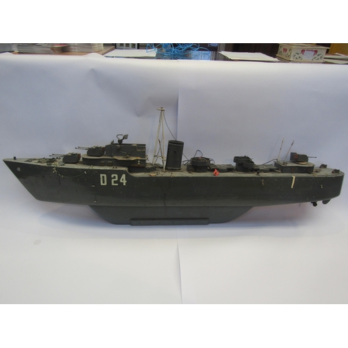 5077 - A Maycraft kit built radio control 1:8 scale model HMS Meteor M Class Destroyer for restoration, wit... 