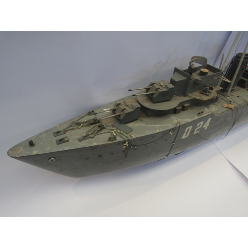 5077 - A Maycraft kit built radio control 1:8 scale model HMS Meteor M Class Destroyer for restoration, wit... 