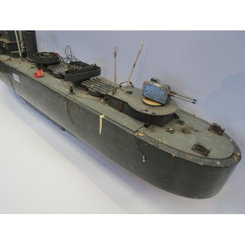 5077 - A Maycraft kit built radio control 1:8 scale model HMS Meteor M Class Destroyer for restoration, wit... 