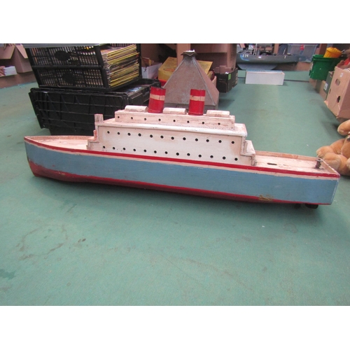 5080 - A wooden kit build ocean liner with internal motor, for restoration, 120cm long    (E) £60-80