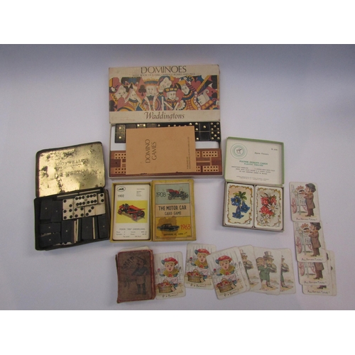 5085 - A collection of vintage card games and dominoes including The Motor Car Card Game and Snap