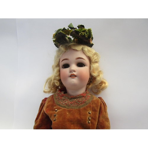 5129 - A Simon & Halbig 1349 Jutta bisque head girl doll with blonde wig, sleepy eyes, pierced ears and ope... 