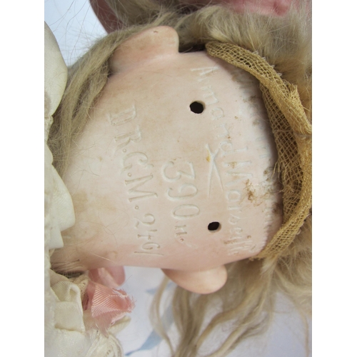 5132 - An Armand Marseille bisque head doll on jointed composition body, sleepy brown eyes and open mouth s... 