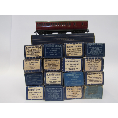 5261 - Seventeen boxed Hornby Dublo 00 gauge coaches to include 3 x D3 LMS Corridor Coaches, D11 BR Corrido... 