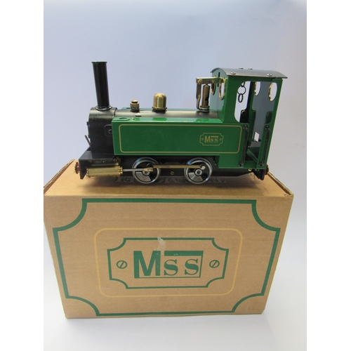 5291 - A boxed MSS The Model Steam Specialist 0 Gauge live steam 0-4-0 saddle tank locomotive in green live... 