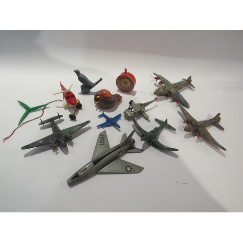 5155 - A collection of vintage playworn plastic toys, mostly aircraft, including Palitoy items             ... 