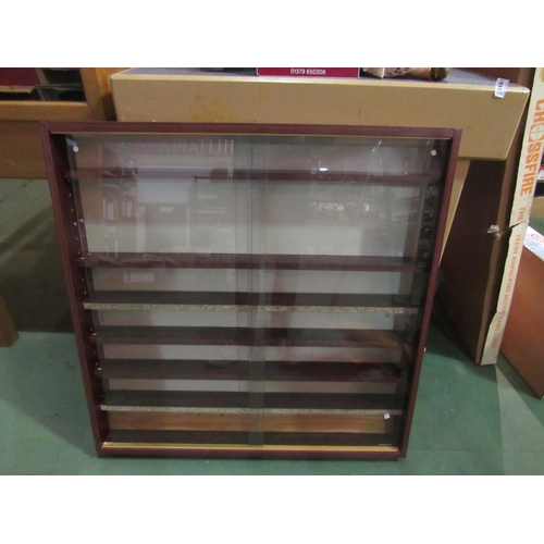 5161 - A display cabinet with glass sliding doors, 80cm tall x 80cm wide x 10cm deep