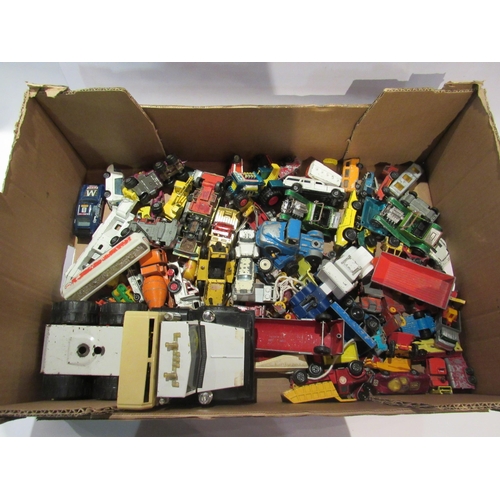 5175 - A box of predominantly 1970's playworn diecast vehicles including Matchbox Super Kings M00 Tractor e... 