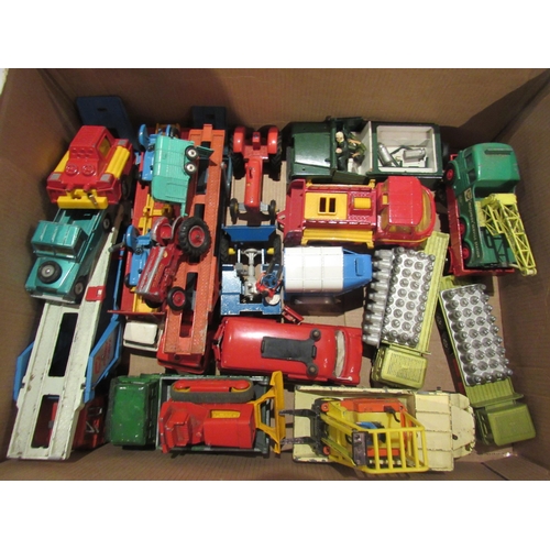 5181 - Assorted playworn diecast vehicles including Dinky Euclid Dump Truck, Ford D800, Massey Ferguson