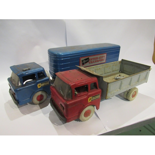 5244 - Two Marx Powerhouse pressed tin vehicles to include Inter-city Transport lorry and Dump truck