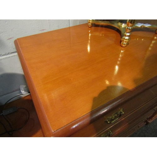 1038 - A five drawer chest of drawers with brass handles, 99cm high x 85cm wide x 43cm deep