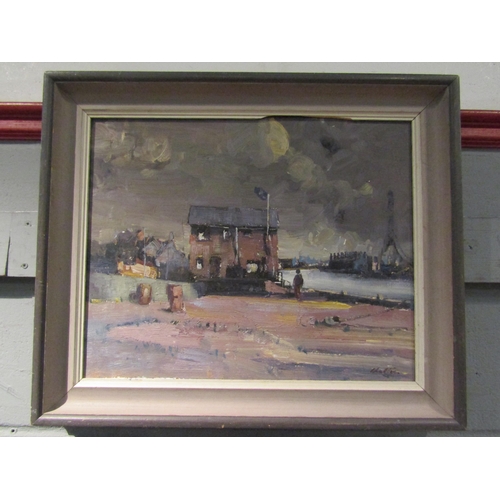 1062 - GEOFFREY CHATTEN: Oil on board, possibly Gorleston or Yarmouth. Signed lower right. Framed. 39 x 49c... 