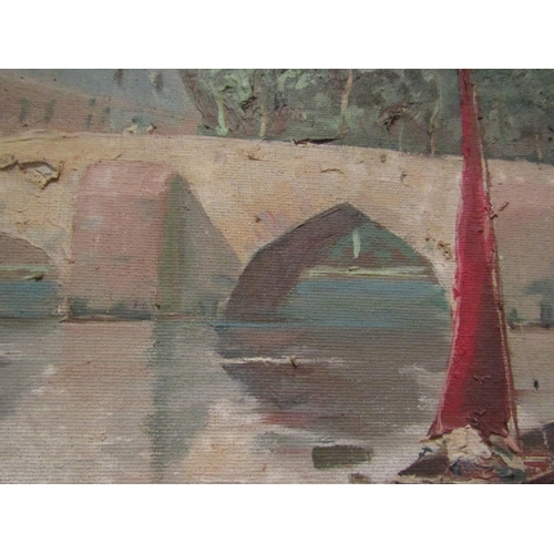 1069 - MARCUS FORD: Oil on canvas of the bridge at Brandon, Suffolk. Signed lower left. Framed image size- ... 