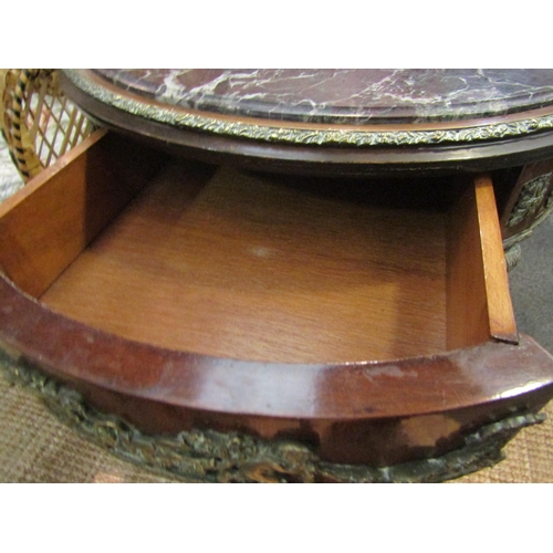 1113 - A Louis XVI style circular side table, 75cm high x 49cm diameter