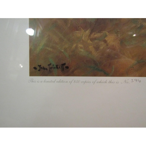 1140 - JOHN TRICKETT: A signed print of two Golden Retrievers, framed and glazed, 36.5cm x 43cm (image size... 