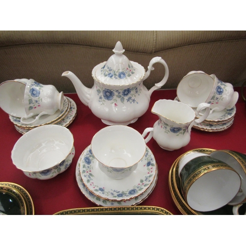 1162 - Two part tea sets including Spode green and gilt banded retailed by Gered London and Royal Albert 