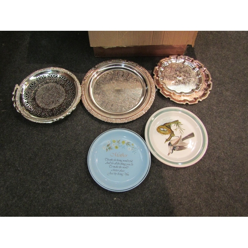 1170 - A quantity of plate and brass including tankard, serving trays, candlesticks, etc  (E)  £10-20