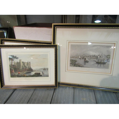 1237 - Six small 19th Century etchings mostly of castles and maritime scenes, all framed and glazed