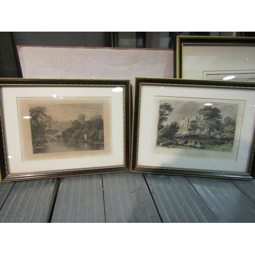 1237 - Six small 19th Century etchings mostly of castles and maritime scenes, all framed and glazed