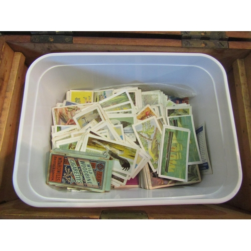 1294 - Three wooden boxes, some a/f, including a selection of cigarette cards