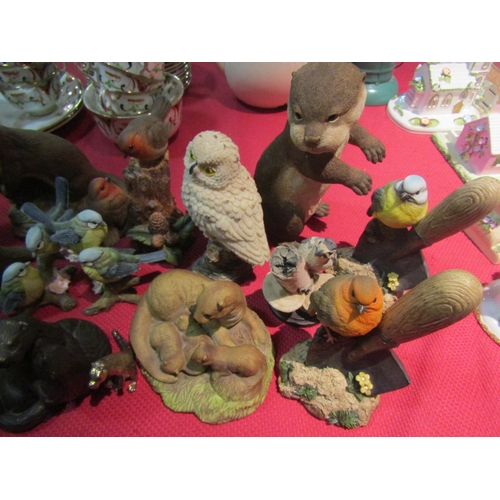 1478 - A selection of bird and otter figues including ceramics     (E)  £10-15