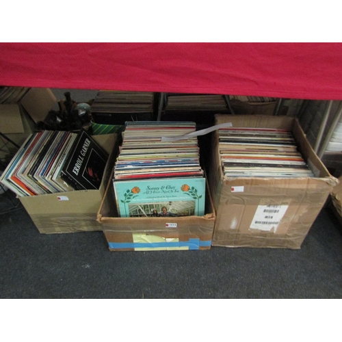 1573 - Three boxes of LP's including Sonny & Cher, Jazz titles, etc