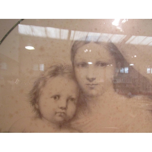 1001 - A large monotone picture of Mother Mary & Baby Jesus in a 19th Century gilt frame, 69cm x 54cm image... 