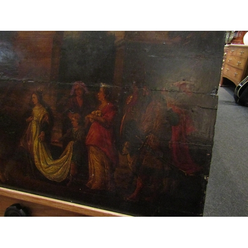 1091 - An early 18th Century oil on panel of Biblical scene, 51cm x 69cm    (R)  £250