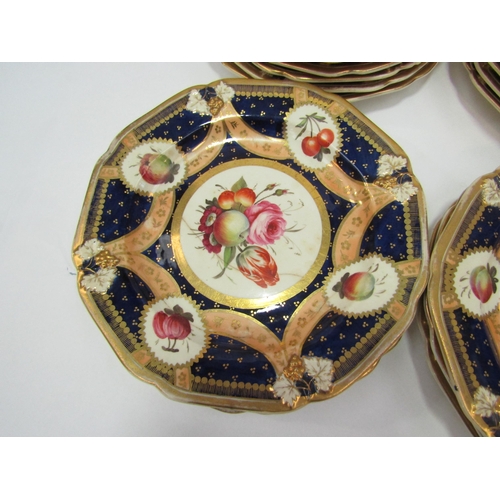 1291 - A set of fifteen early 19th Century hand decorated and gilded plates, some a/f