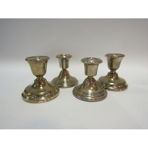 1382 - Two pairs of silver squat form candlesticks   (E)  £20-30