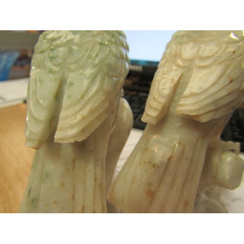 1284 - A pair of Oriental carved hardstone cockatoos, approximately 15cm high   (E) 20-30£