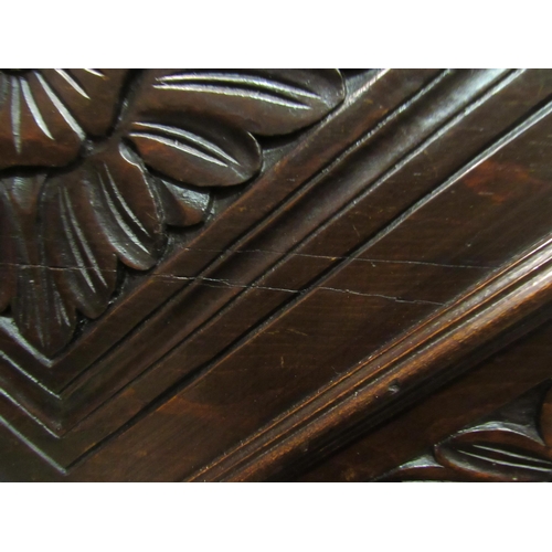 4062 - Possibly Welsh a 17th Century revival housekeepers cupboard with carved lozenge/acanthus leaf and tu... 