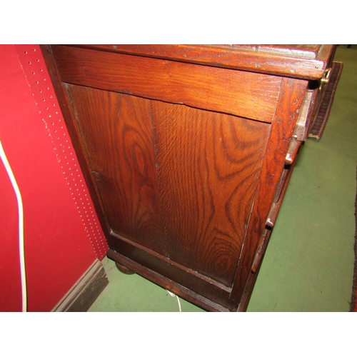 4074 - An 18th Century and later oak chest of small proportions, the four drawers with geometric mouldings ... 