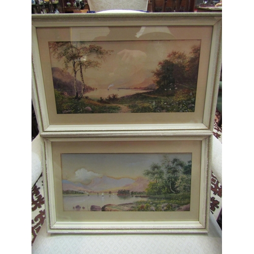 4107 - Edward Horace Thompson (1879-1949), two watercolours depicting lake scenes, framed and glazed, 19cm ... 