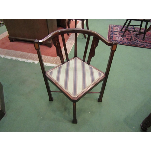 4220 - An Art Nouveau inlaid walnut corner chair in the manner of 