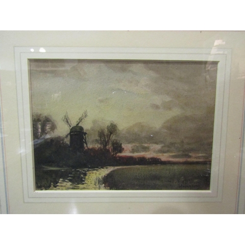 4051A - CHARLES E.HANNAFORD R.A., R.B.A., R.C.A. (1863-1955): Moonlit Norfolk Broads scene of windmill by ri... 