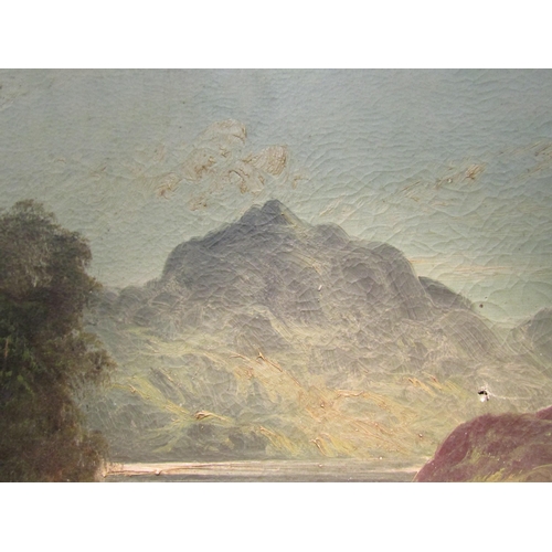 4057 - G. HILL: An oil on canvas depicting a river scene with hills and waterside trees. Signed lower right... 